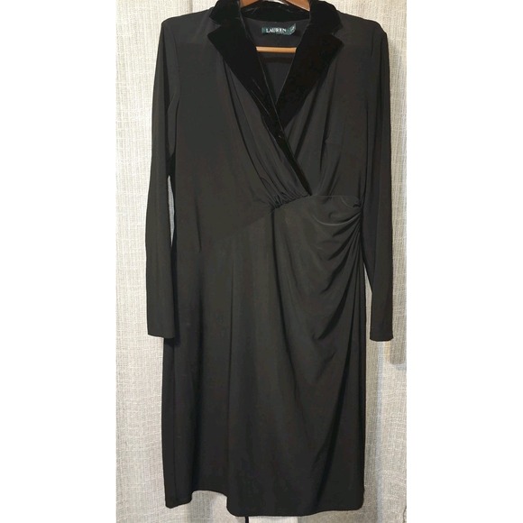Lauren Ralph Lauren Dresses & Skirts - Lauren Ralph Black Lapel Tuxedo Wrap Dress Sz 18